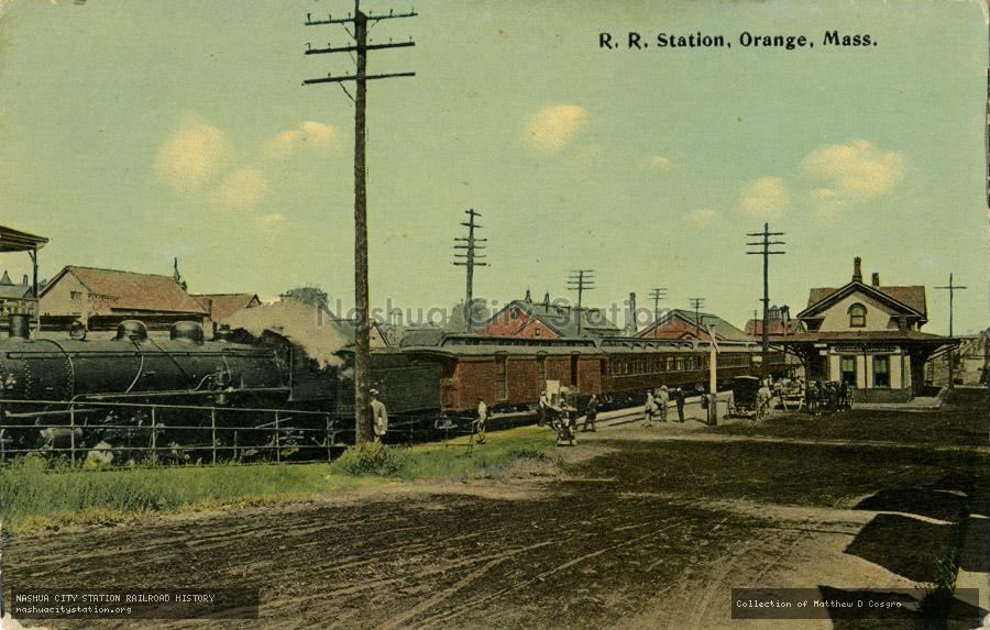 Postcard: Railroad Station, Orange, Massachusetts